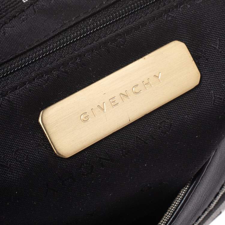 Pre Owned Givenchy Grey/Black Monogram Canvas and Leather Shoulder Bag