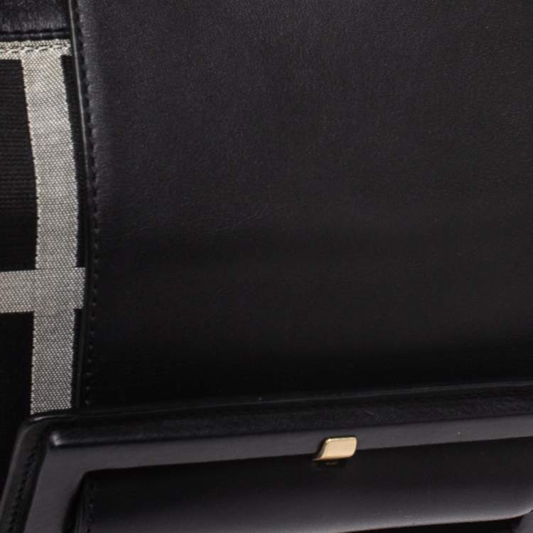 Pre Owned Givenchy Grey/Black Monogram Canvas and Leather Shoulder Bag