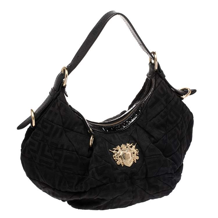 Pre Owned Givenchy Black Monogram Canvas and Leather Hobo 