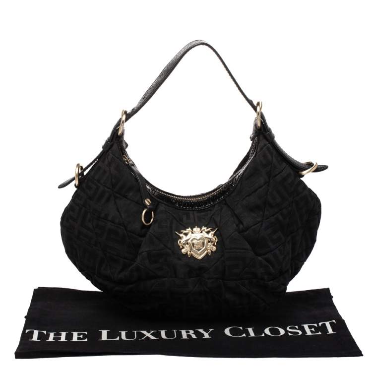 Pre Owned Givenchy Black Monogram Canvas and Leather Hobo 