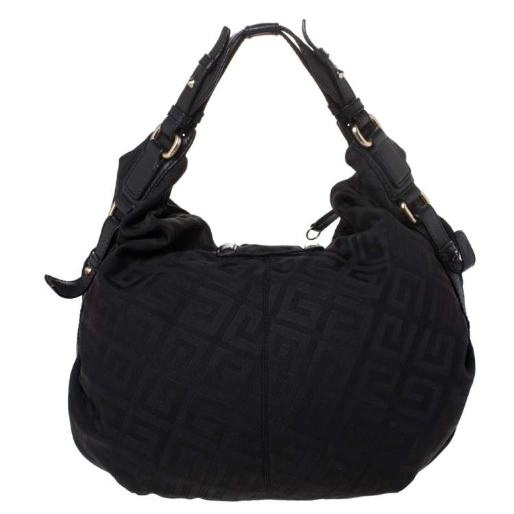 Pre Owned Givenchy Black Monogram Canvas Flap Hobo