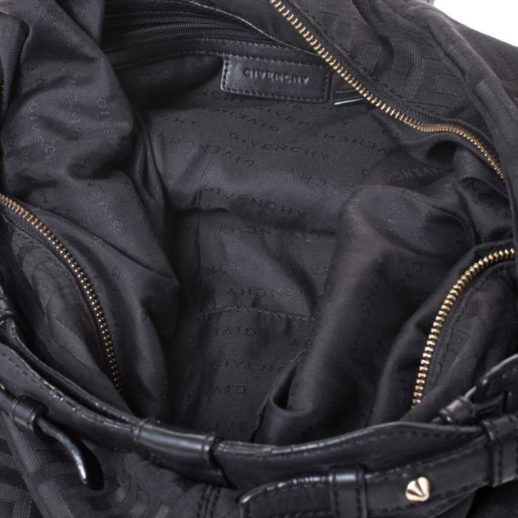 Pre Owned Givenchy Black Monogram Canvas Flap Hobo