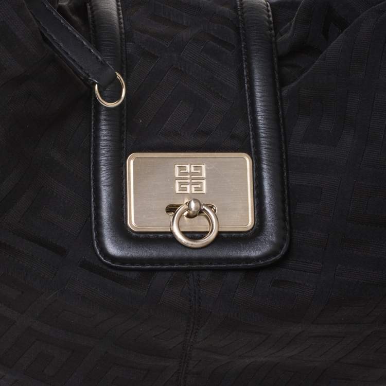 Pre Owned Givenchy Black Monogram Canvas Flap Hobo