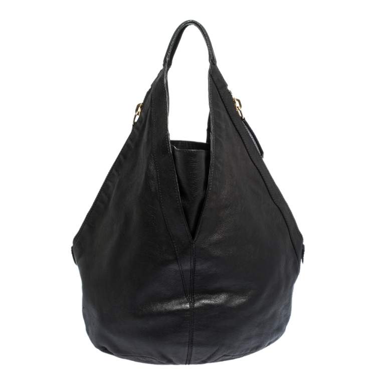 Pre Owned Givenchy Black Leather Tihan Hobo