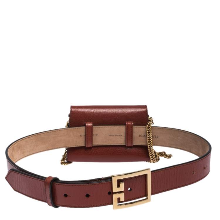 Pre Owned Givenchy Brown/Black Leather and Suede GV3 Belt Bag