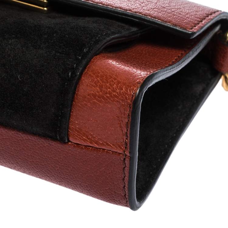 Pre Owned Givenchy Brown/Black Leather and Suede GV3 Belt Bag