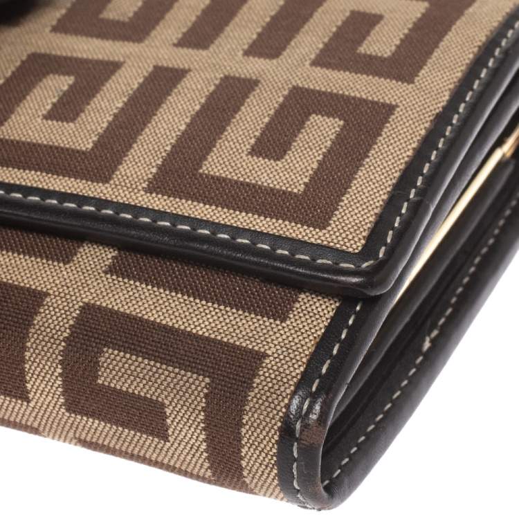 Pre Owned Givenchy Beige/Brown Monogram Canvas and Leather Continental Wallet