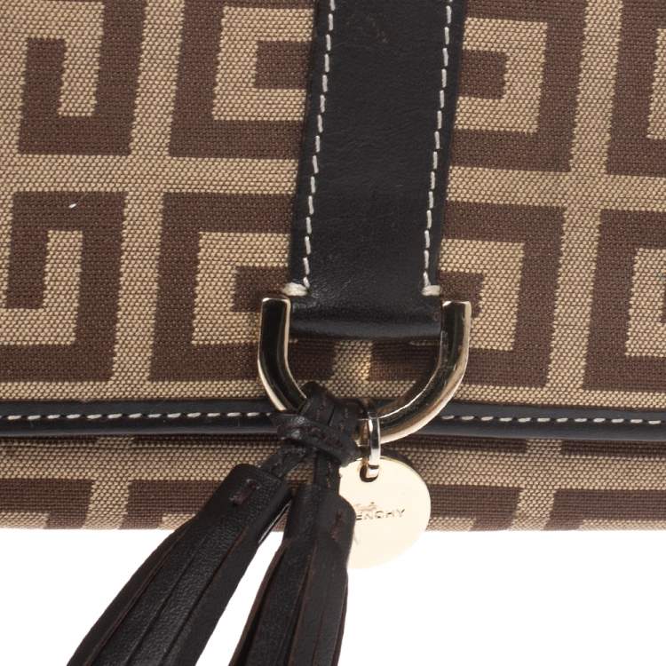 Pre Owned Givenchy Beige/Brown Monogram Canvas and Leather Continental Wallet