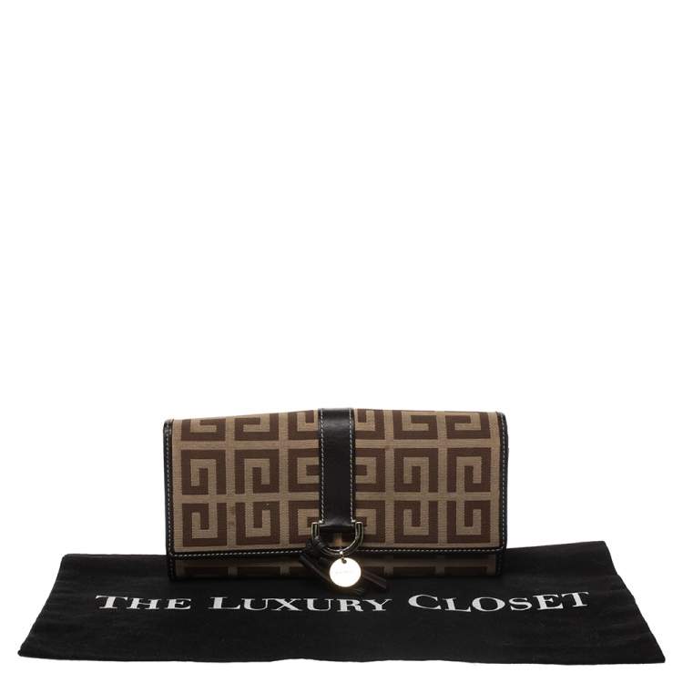 Pre Owned Givenchy Beige/Brown Monogram Canvas and Leather Continental Wallet