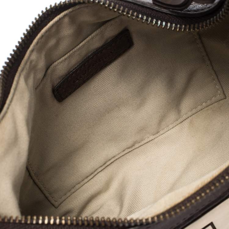 Pre Owned Givenchy Blue/Brown Monogram Denim and Leather Small Hobo