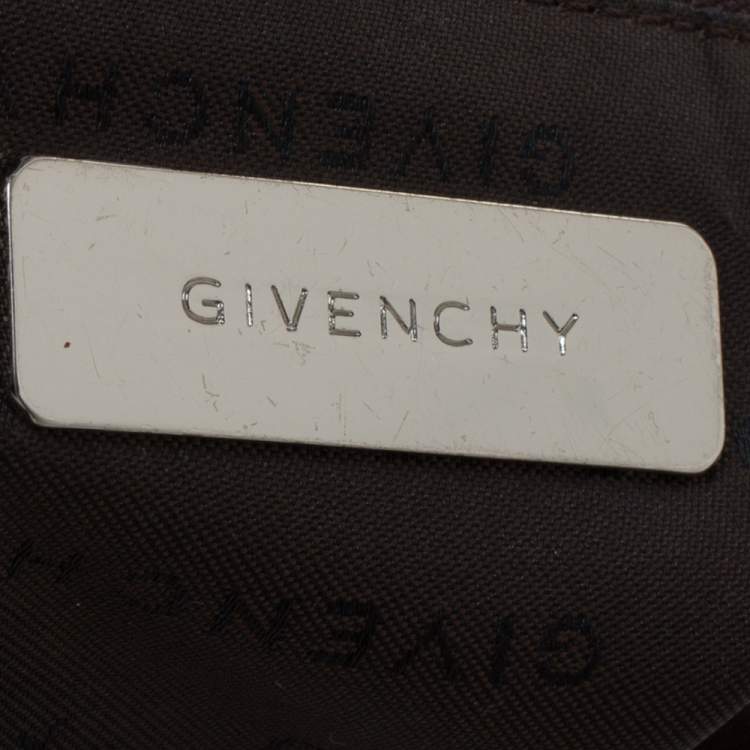 Pre Owned Givenchy Dark Brown Monogram Nylon and Leather Satchel