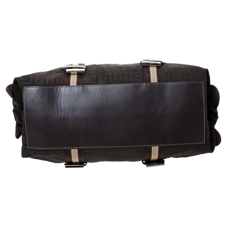 Pre Owned Givenchy Dark Brown Monogram Nylon and Leather Satchel