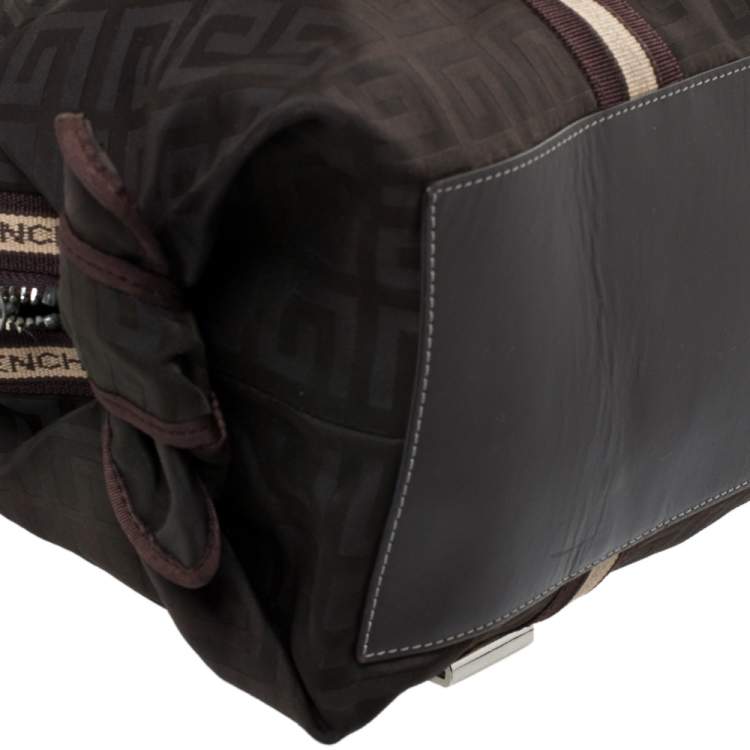 Pre Owned Givenchy Dark Brown Monogram Nylon and Leather Satchel
