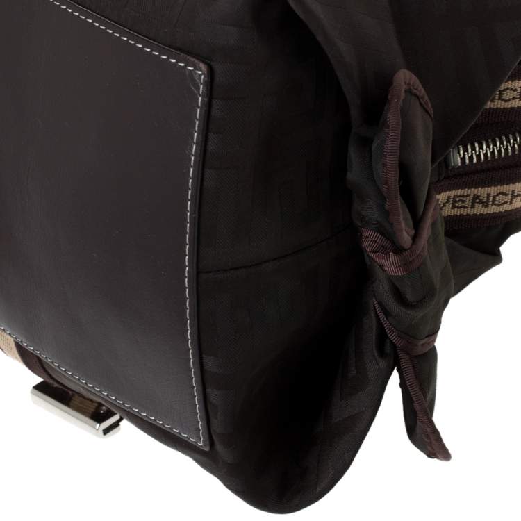Pre Owned Givenchy Dark Brown Monogram Nylon and Leather Satchel