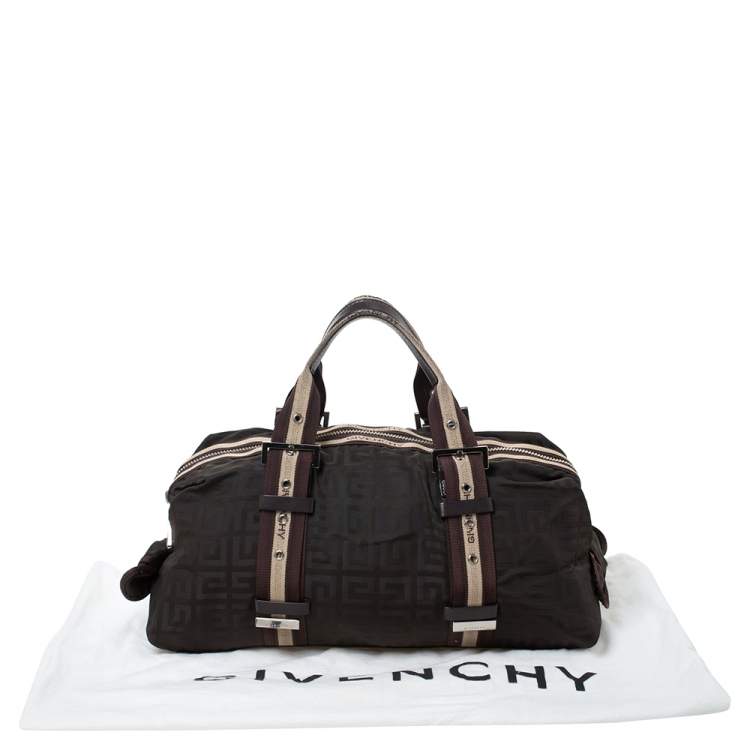 Pre Owned Givenchy Dark Brown Monogram Nylon and Leather Satchel