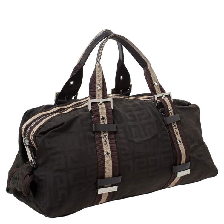 Pre Owned Givenchy Dark Brown Monogram Nylon and Leather Satchel