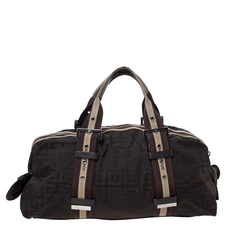 Pre Owned Givenchy Dark Brown Monogram Nylon and Leather Satchel