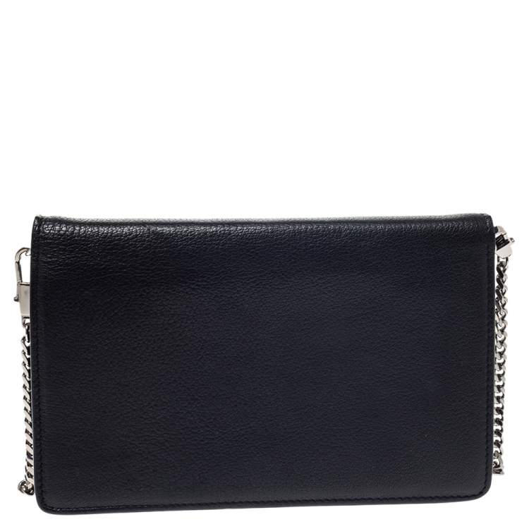 Pre Owned Givenchy Black Leather Pandora Wallet on Chain
