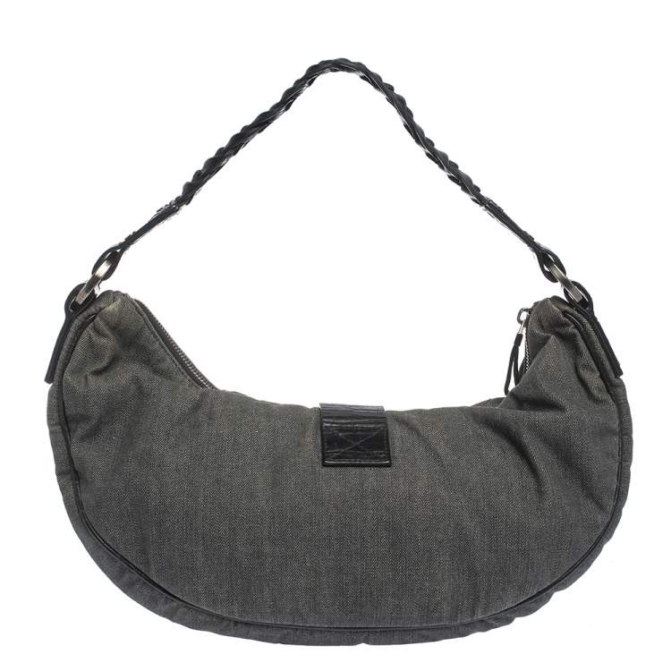 مملوكة مسبقًا Givenchy Grey/Black Denim and Leather Hobo