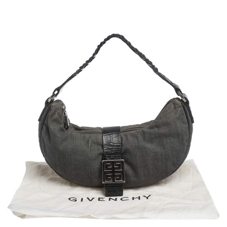 مملوكة مسبقًا Givenchy Grey/Black Denim and Leather Hobo
