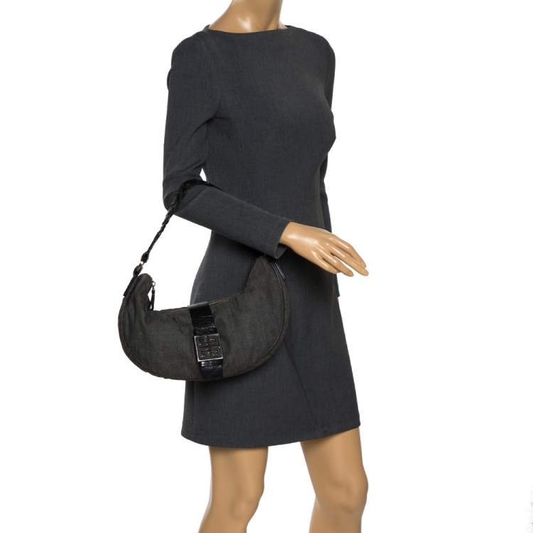 مملوكة مسبقًا Givenchy Grey/Black Denim and Leather Hobo