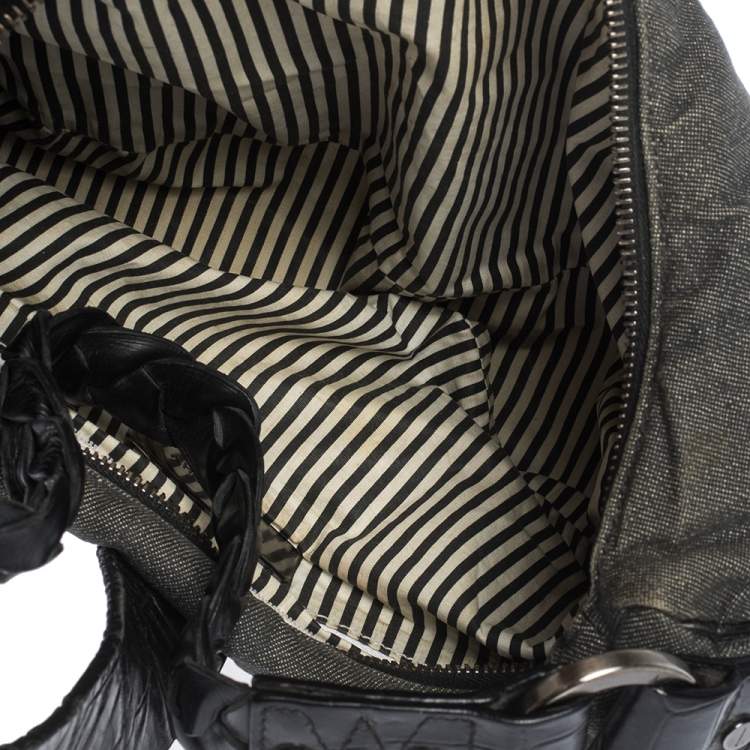 مملوكة مسبقًا Givenchy Grey/Black Denim and Leather Hobo