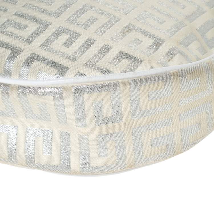 مملوكة مسبقًا Givenchy White/Silver Monogram Canvas and Leather Tassel Zip Hobo