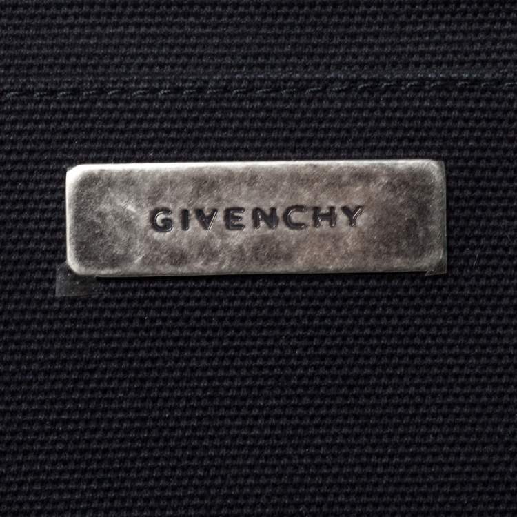 Pre Owned Givenchy Grey Tweed and Leather Logo Plague Flap Satchel