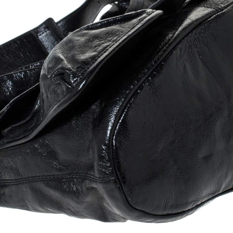 Pre Owned Givenchy Black Patent Leather Double Pocket Shoulder Bag