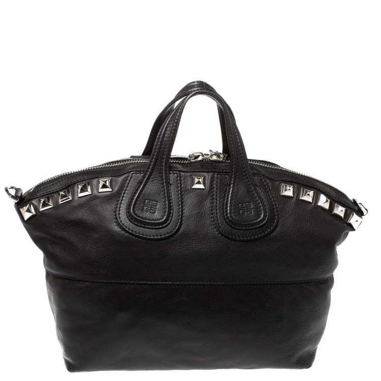 Pre Owned Givenchy Black Leather Nightingale Studded Satchel