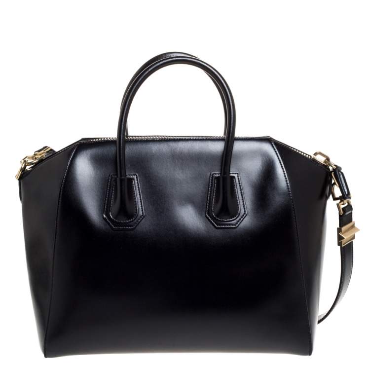 Pre Owned Givenchy Black Leather Medium Antigona Satchel