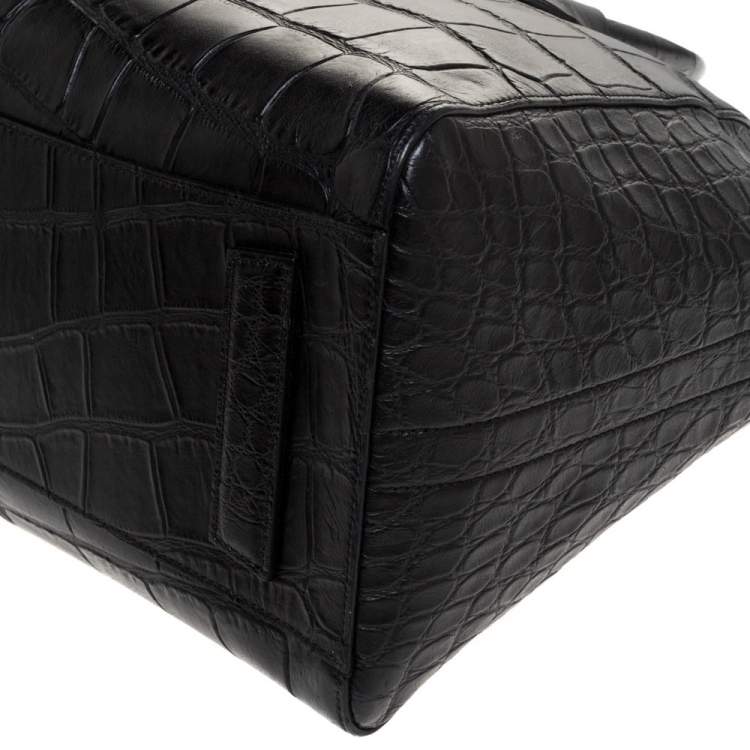 Pre Owned Givenchy Black Croc Embossed Leather Medium Antigona Satchel