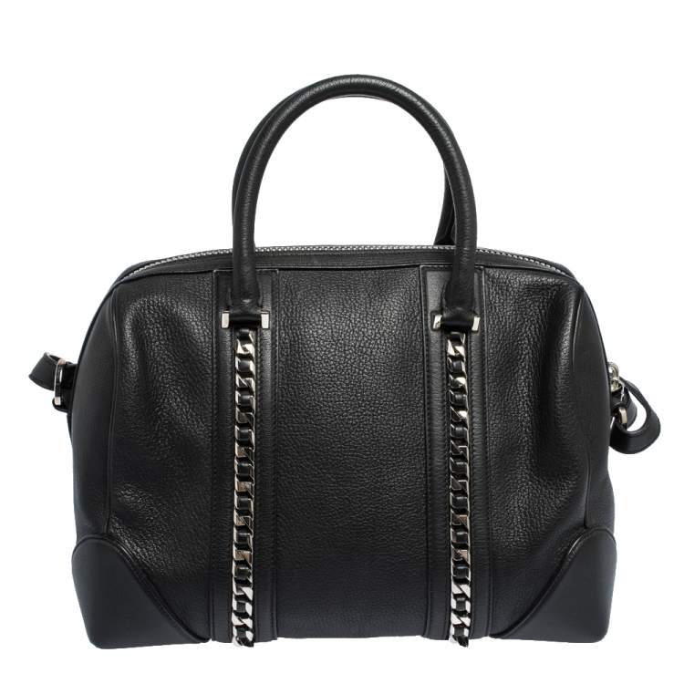 Pre Owned Givenchy Black Leather Medium Chain Lucrezia Duffel Bag