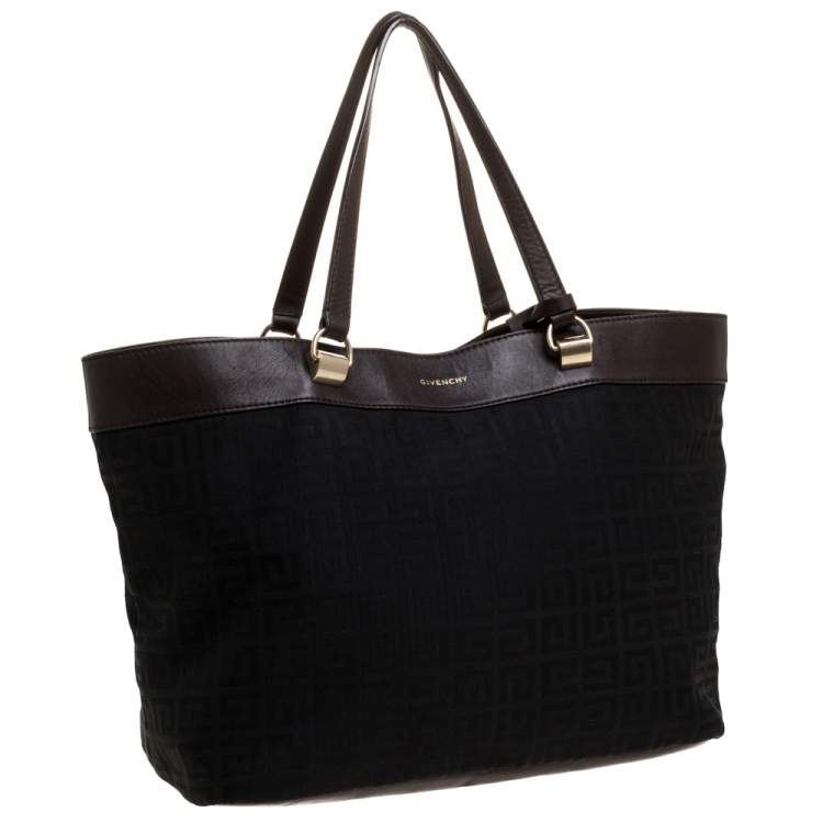 Pre Owned Givenchy Brown/Black Signature Canvas and Leather Canvas Tote