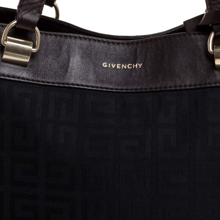 Pre Owned Givenchy Brown/Black Signature Canvas and Leather Canvas Tote