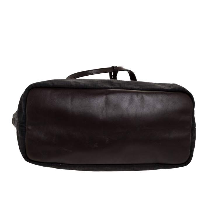 Pre Owned Givenchy Brown/Black Signature Canvas and Leather Canvas Tote