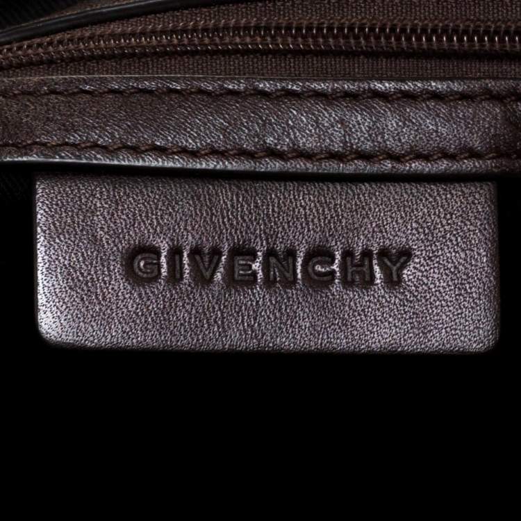 Pre Owned Givenchy Brown/Black Signature Canvas and Leather Canvas Tote