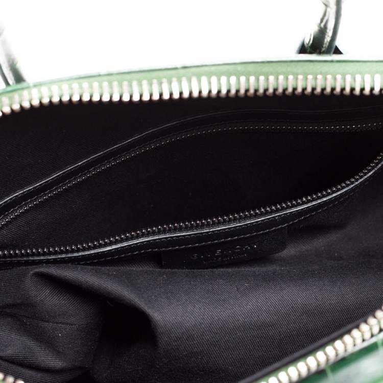 Pre Owned Givenchy Green Croc Embossed Leather Small Antigona Satchel