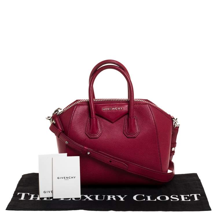 Pre Owned Givenchy Fuchsia Leather Mini Antigona Satchel
