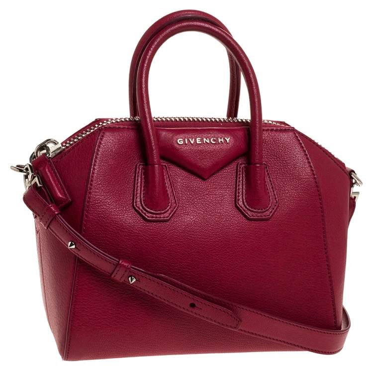 Pre Owned Givenchy Fuchsia Leather Mini Antigona Satchel
