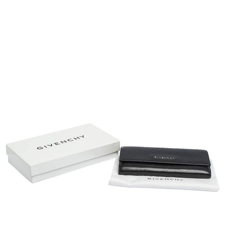 Pre Owned Givenchy Black Leather Pandora Long Flap Wallet