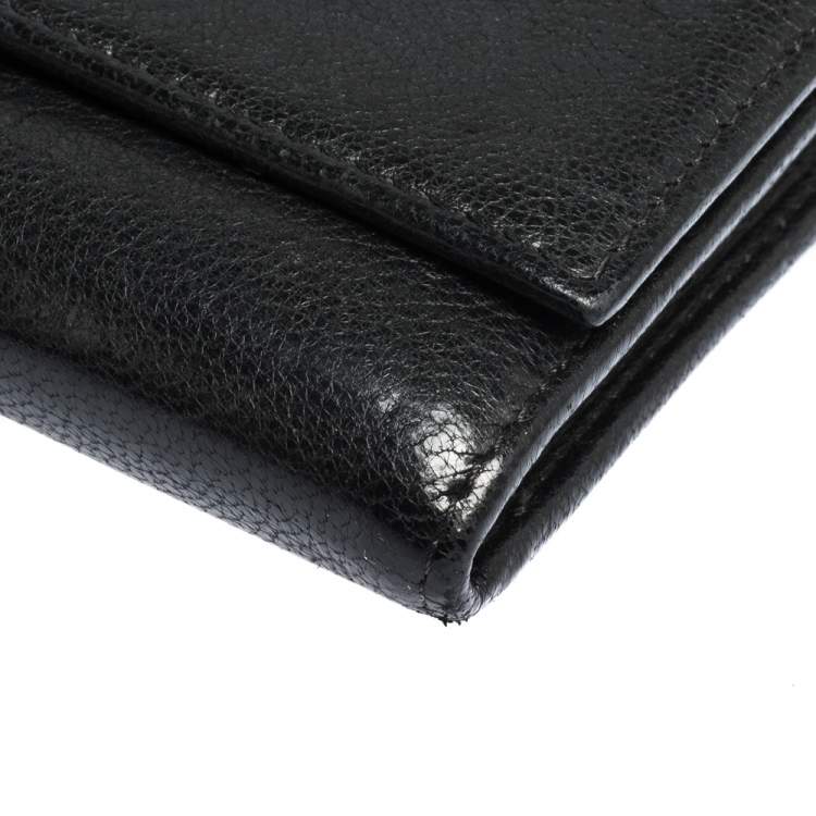 Pre Owned Givenchy Black Leather Pandora Long Flap Wallet