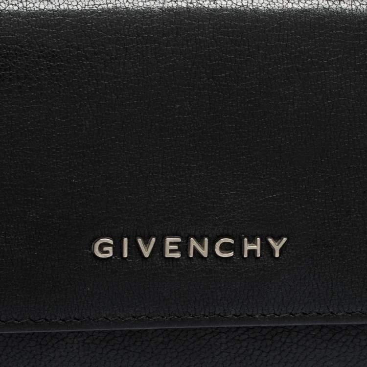 Pre Owned Givenchy Black Leather Pandora Long Flap Wallet