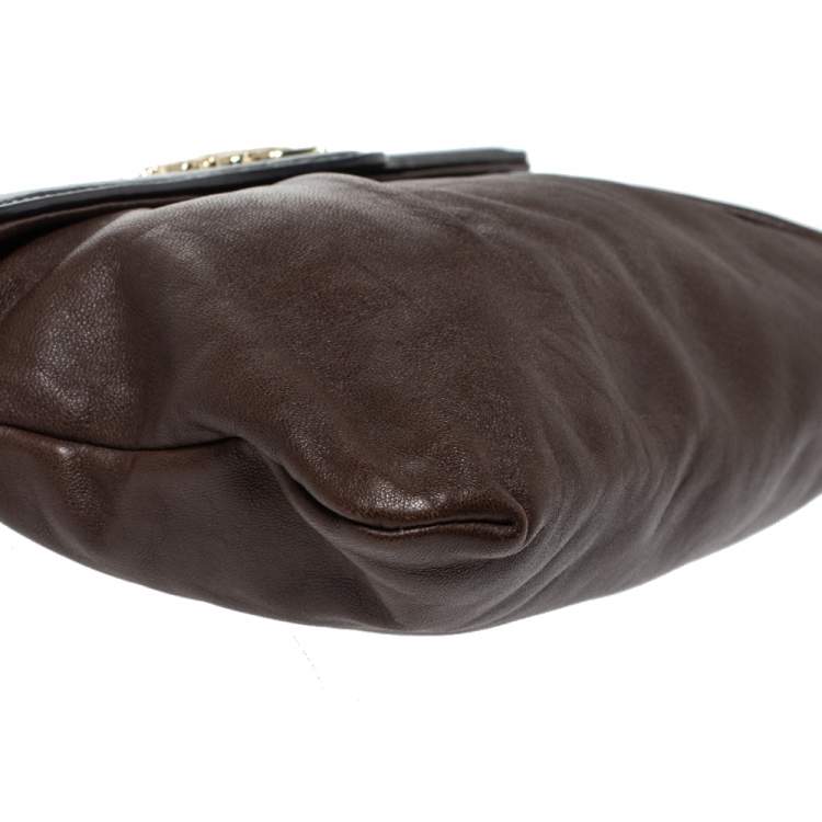 Pre Owned Givenchy Brown/Black Leather Wristlet Clutch