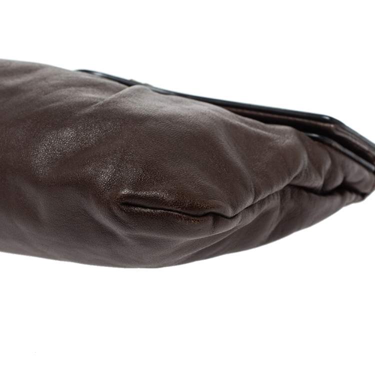 Pre Owned Givenchy Brown/Black Leather Wristlet Clutch