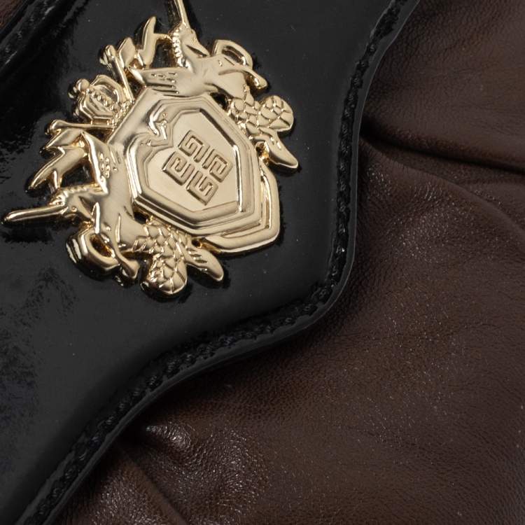 Pre Owned Givenchy Brown/Black Leather Wristlet Clutch