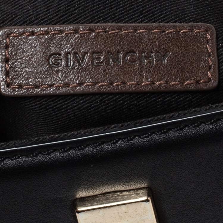 Pre Owned Givenchy Brown/Black Leather Wristlet Clutch