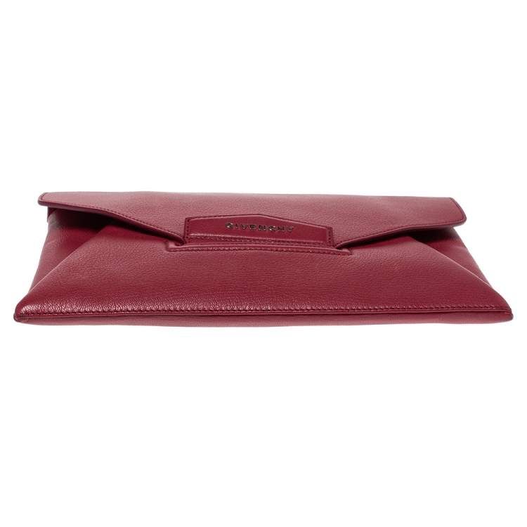 Pre Owned Givenchy Ruby Red Leather Antigona Clutch