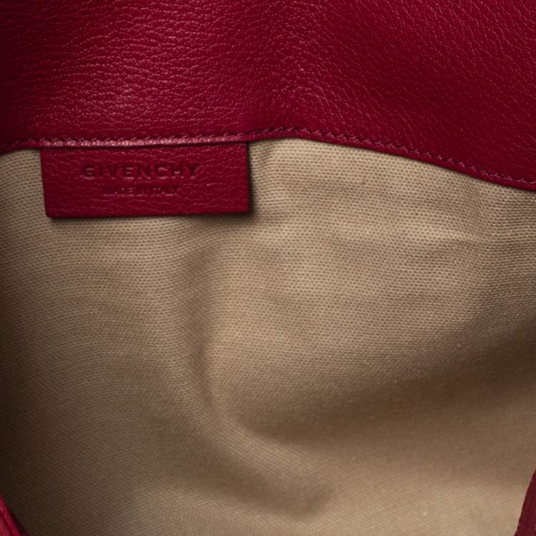 Pre Owned Givenchy Ruby Red Leather Antigona Clutch