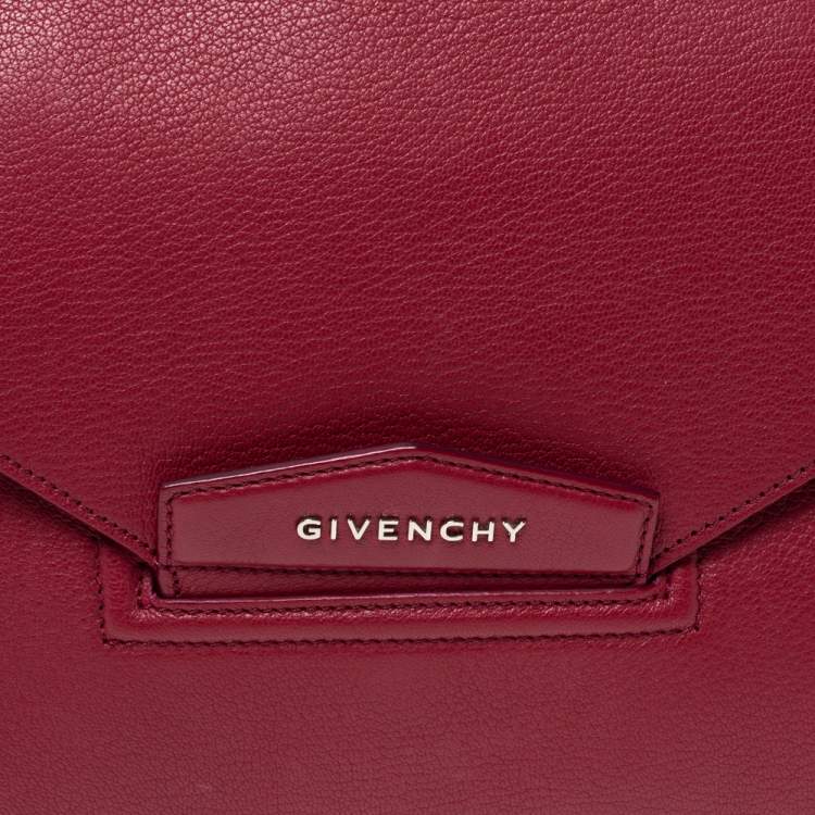 Pre Owned Givenchy Ruby Red Leather Antigona Clutch